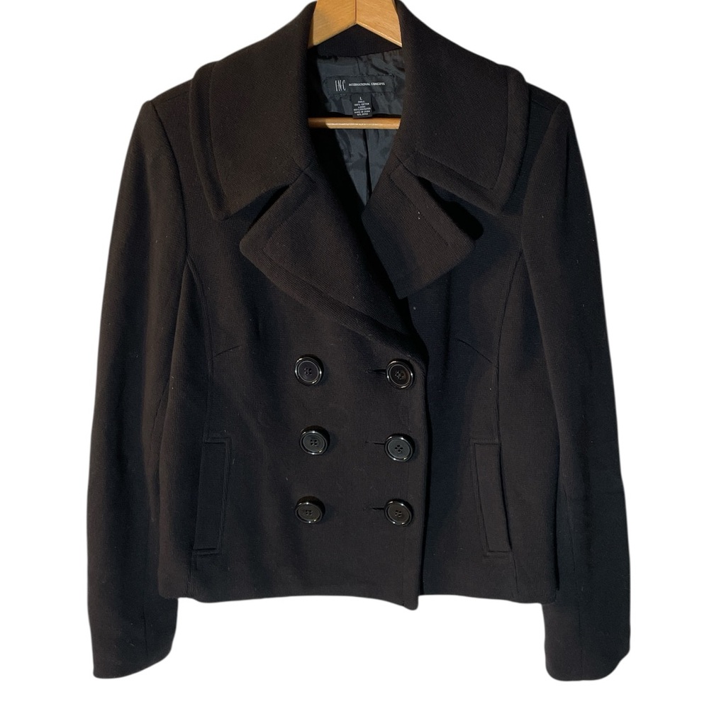 Z7- INC International Concepts Black Pea Coat